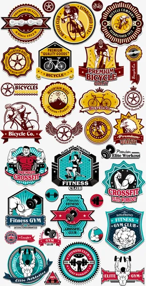 复古运动标签矢量素材免抠