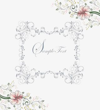 清新花纹婚礼贺卡免抠