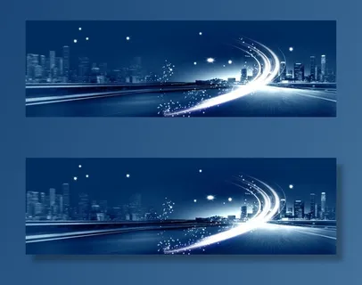 互联网商务科技夜景banner背景免抠