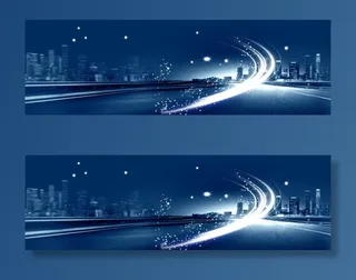 互联网商务科技夜景banner背景免抠