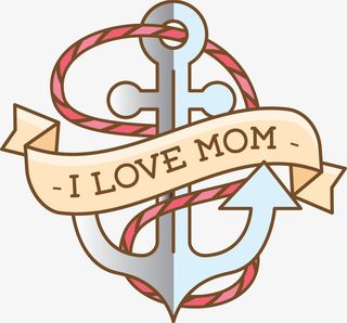 我爱你妈妈船锚标签免抠
