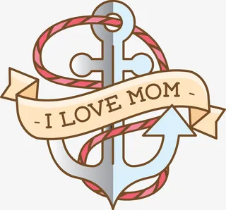 我爱你妈妈船锚标签免抠