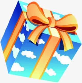 手绘白云花纹礼盒免抠