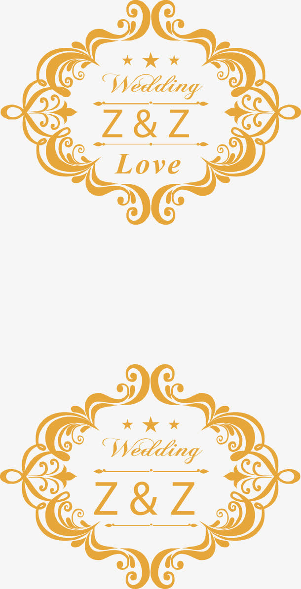 婚礼标志边框花纹免抠