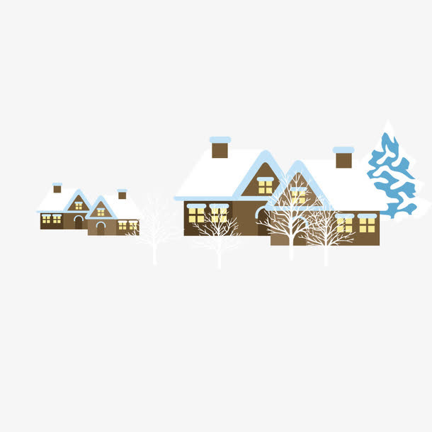 雪地里的房屋免抠