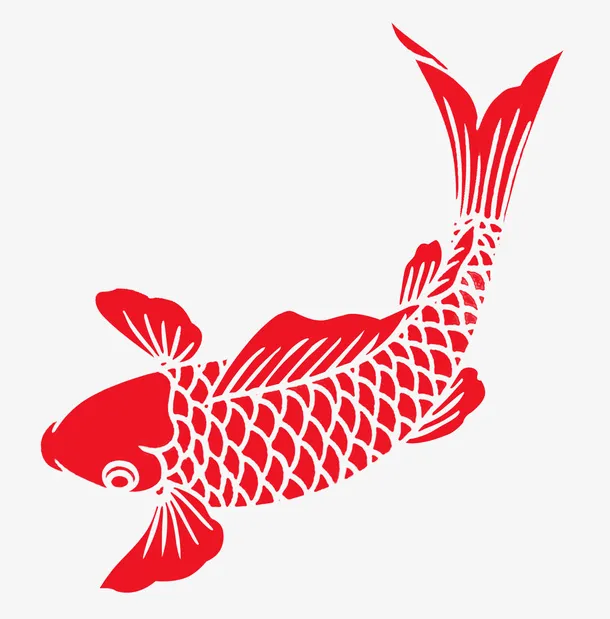 红色线描画锦锂免抠图免抠