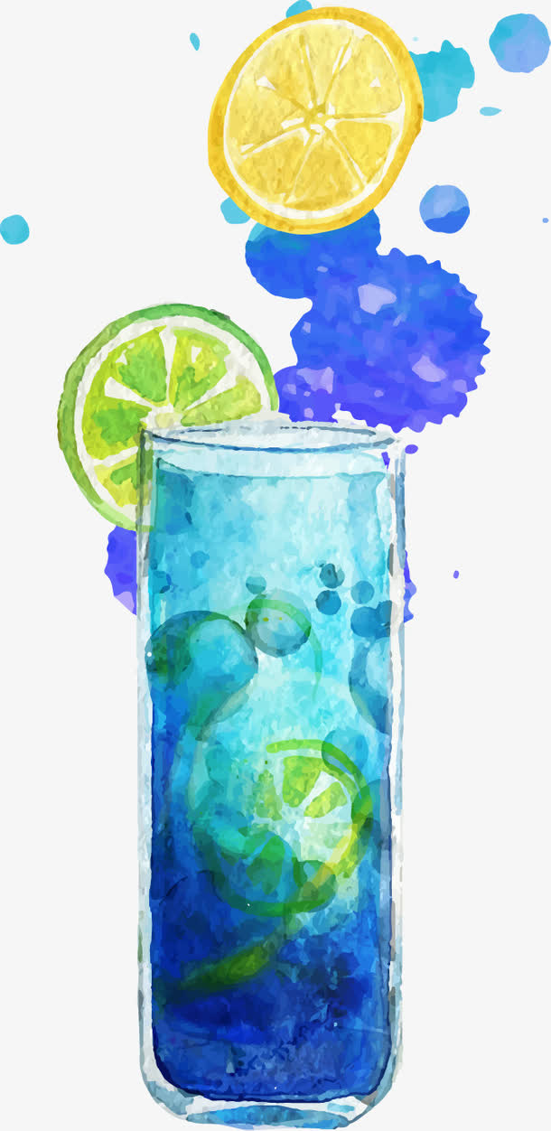 矢量水彩饮品素材免抠