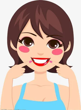 摸脸微笑的美女免抠