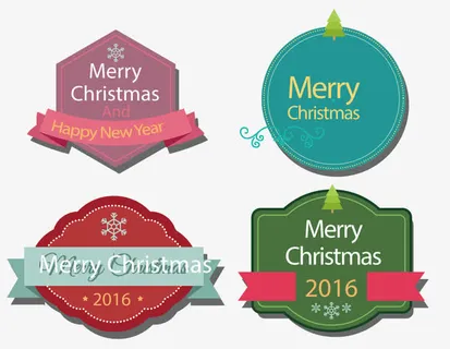 圣诞节复古标签免抠