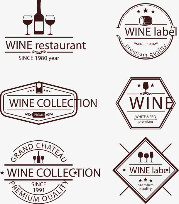 矢量手绘红酒LOGO合集免抠标签元素
