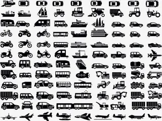 交通工具剪影图标免抠