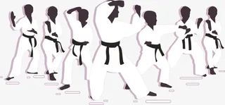 白色简约格斗小人免抠