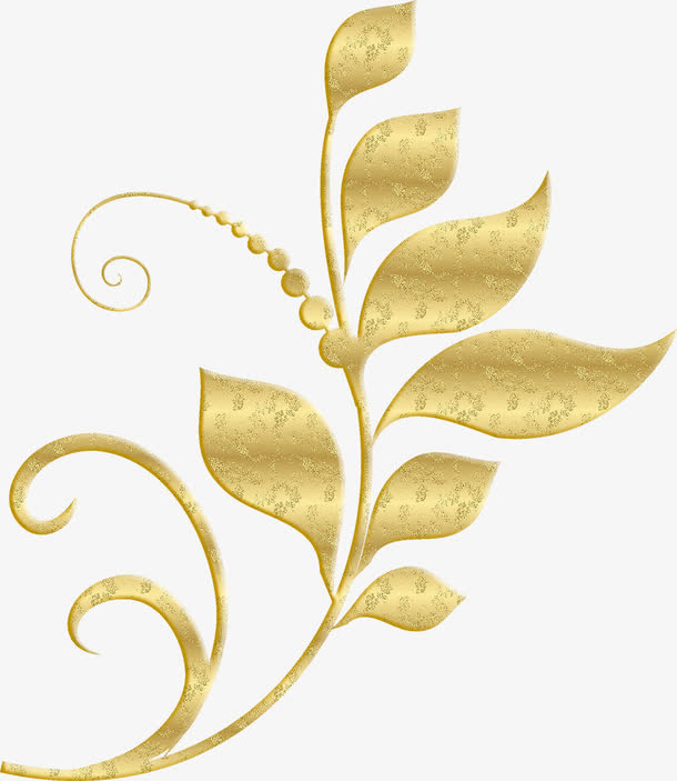 金色植物花纹免抠