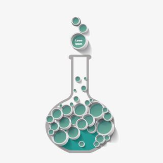 扁平化 化验 淡蓝色背景 实验