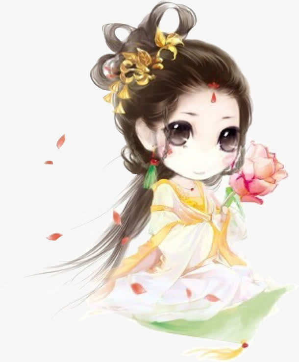 手绘美女七夕鹊桥佳人免抠