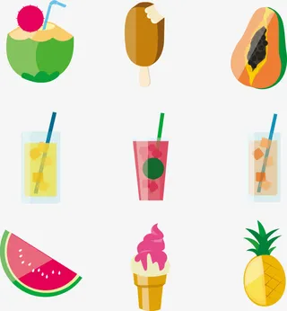 矢量手绘夏日饮品免抠