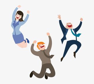 招聘季可爱人物商业人物跳起来插免抠