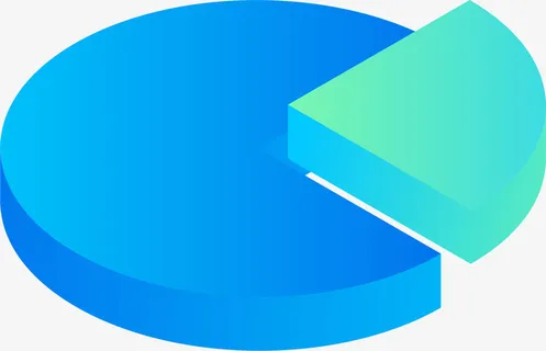 蓝色饼状图立体图表设计免抠