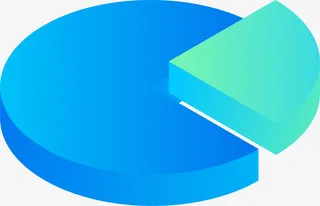 蓝色饼状图立体图表设计免抠