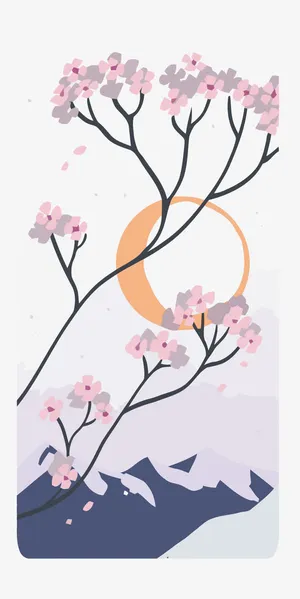 矢量粉色花月免抠