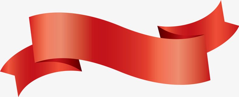 卡通折叠的红色飘带图免抠