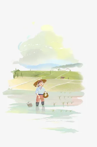 卡通手绘夏季农民插画免抠免抠