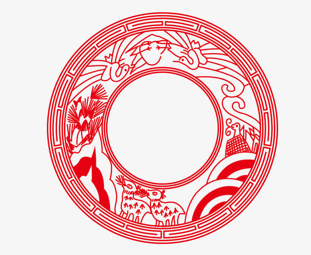 矢量花纹圆形边框PNG图片免抠
