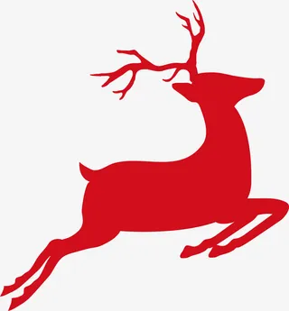 卡通红色麋鹿剪影免抠