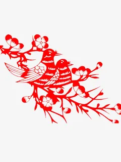 喜鹊剪纸免抠