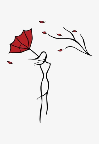 唯美女生简笔画免抠