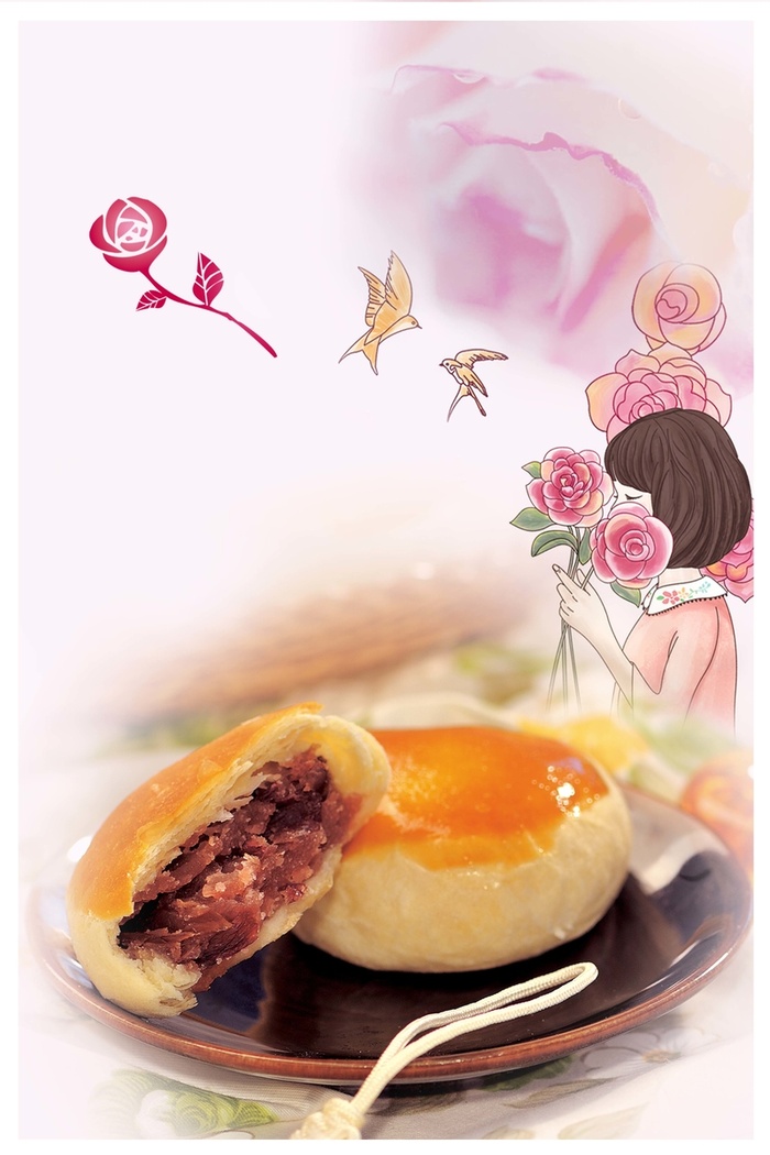 时尚唯美玫瑰饼宣传海报背景高清