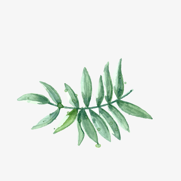 绿色清新的水墨画手绘装饰画免抠