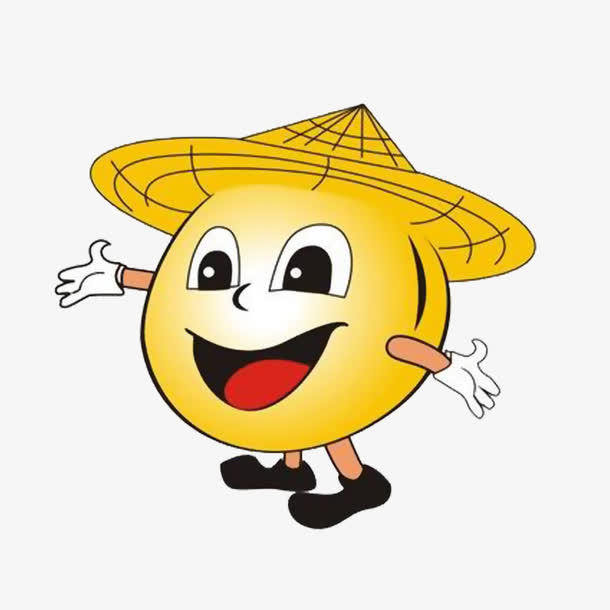 卡通戴斗笠的豆先生免抠