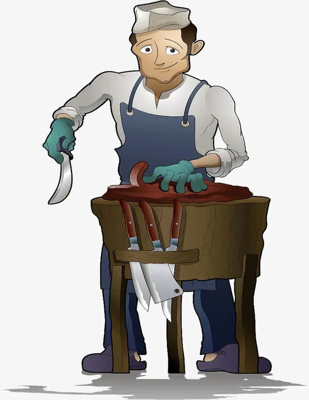 卡通屠宰的屠夫免抠