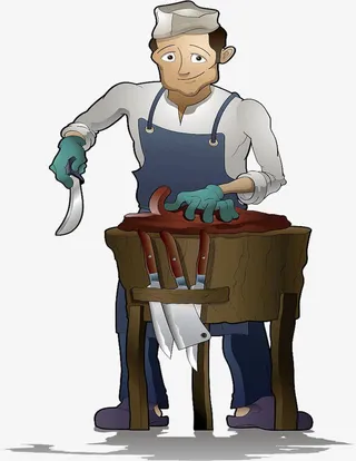 卡通屠宰的屠夫免抠