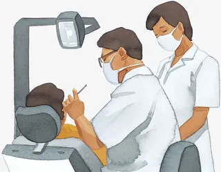 水彩手绘插图医院门诊治疗免抠