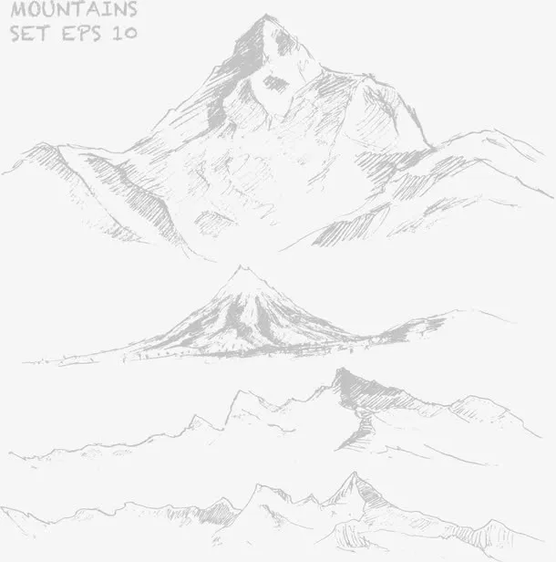 矢量手绘山免抠