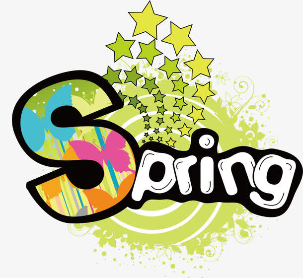 spring 春天 绿色  海报banner字体