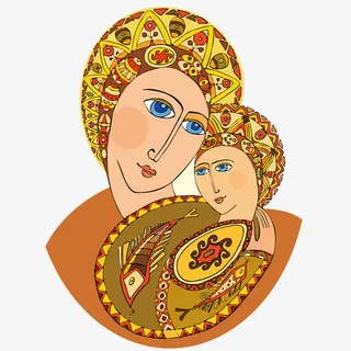 抽象的母女画矢量素材免抠