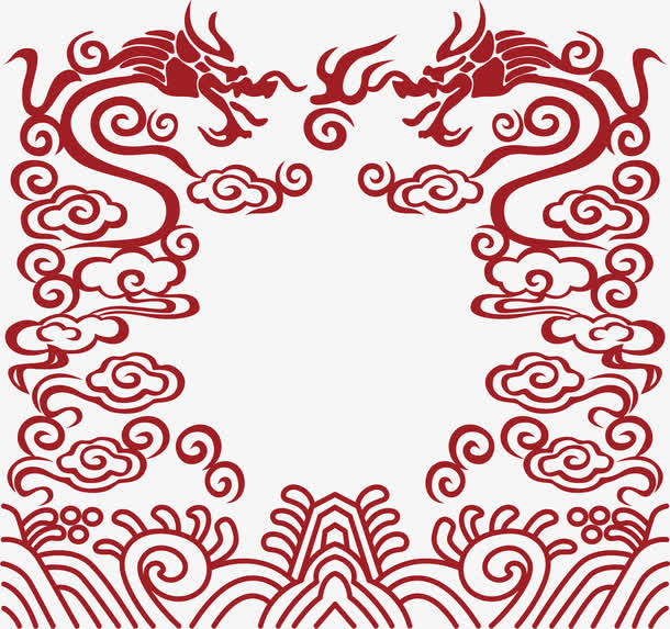 花纹中国风式红章免抠