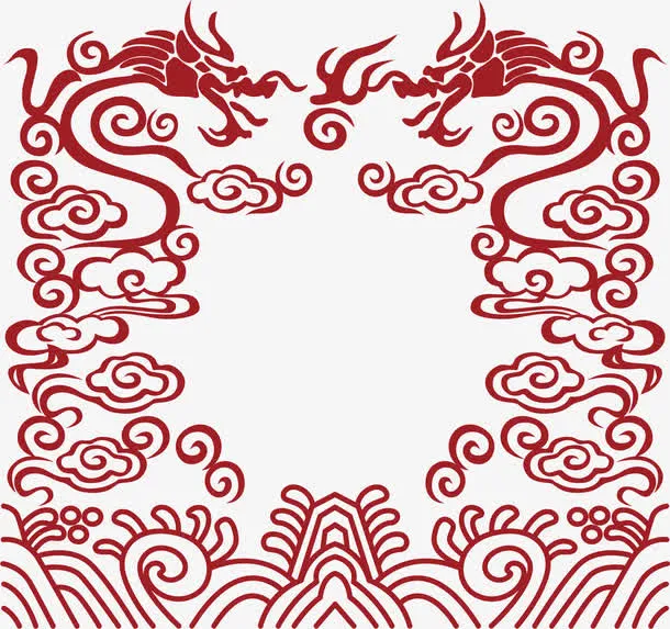 花纹中国风式红章免抠