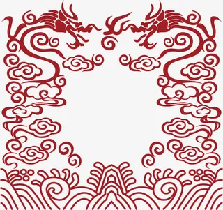 花纹中国风式红章免抠