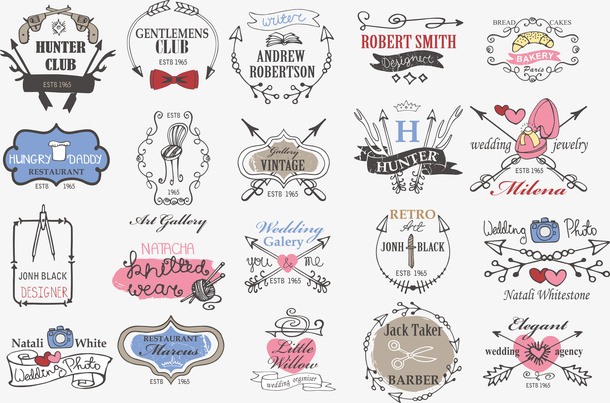 手绘可爱边框logo免抠