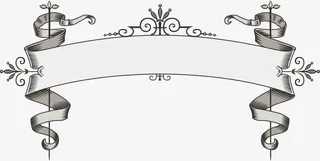 欧式复古花边飘带装饰元素免抠