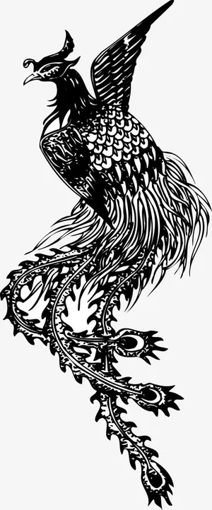 黑色凤凰图免抠