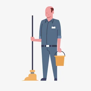 扁平化保洁人员png免抠
