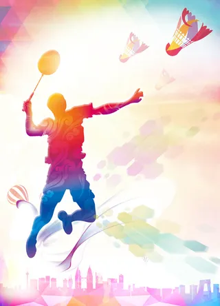 简约体育羽毛球广告高清