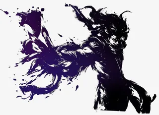 水墨长刀战士免抠