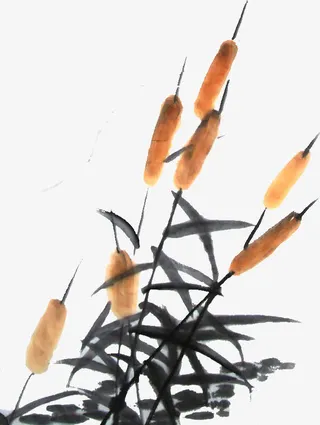 水墨端午芦苇画免抠