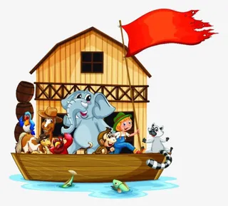 卡通船上的动物素材免抠